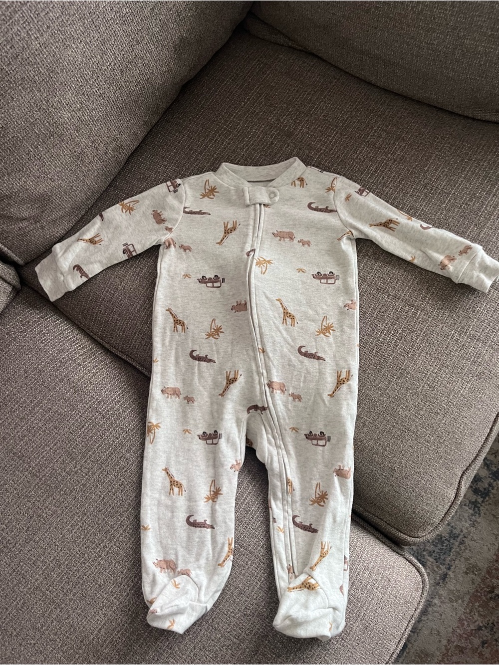 Carter's Light Gray Safari-Print Footed One-Piece